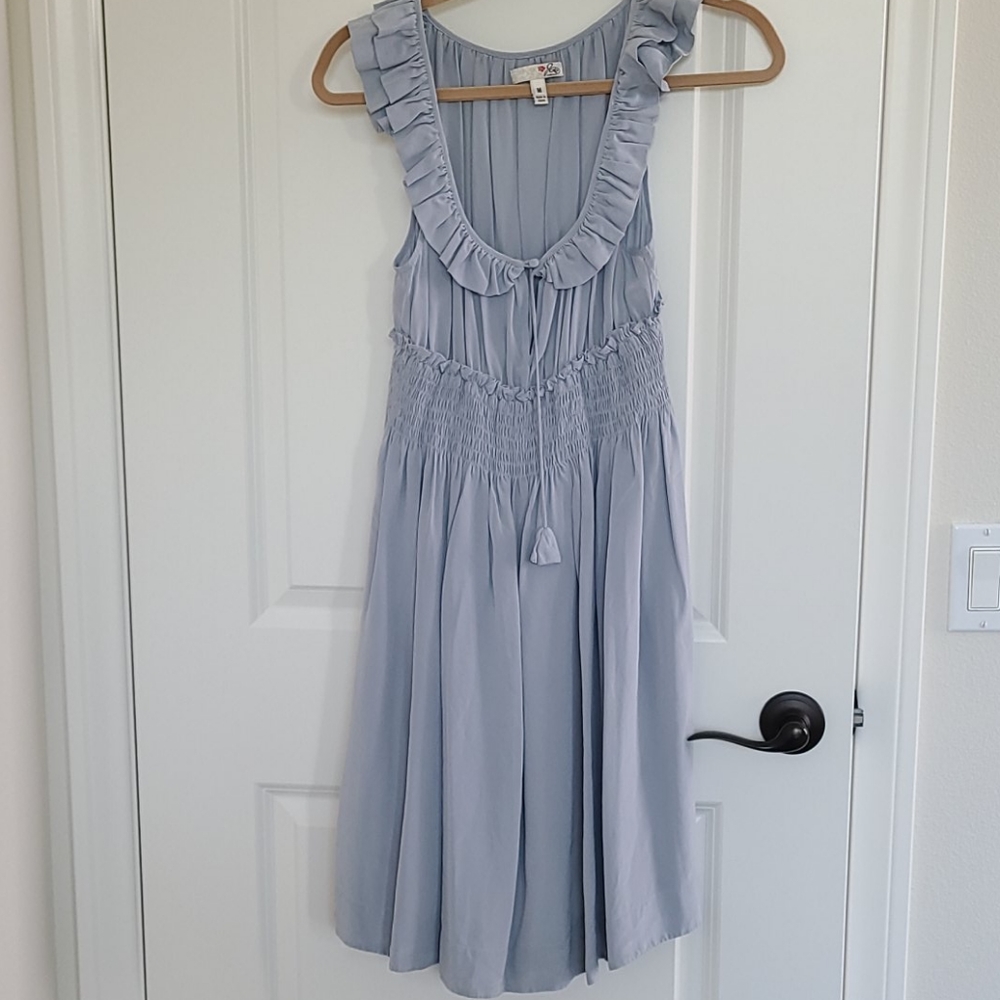 Joie silk ruffle sky blue dress size M